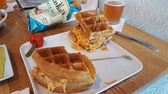 We first stopped for lunch at Brew Ridge Taps, which had a variety of... wafflewiches